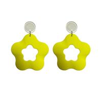 Colorful Acrylic Hollow-out Flower Dangle Drop Earrings Vintage Fluorescent Resin Dasiy Flower Neon Statement Earrings for Women 70's 80's Outfit Glow Party Vacation Jewelry Gifts, Acrylic, No