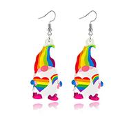 Colorful Acrylic Rainbow Earrings for Women Rainbow Gnome Earrings Cute Weird Earrings Funny Rainbows Ice Cream Ghost Mushroom Frog Dangle Earrings, M, Acrylic, No Gemstone