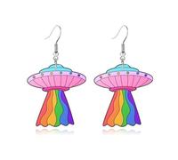 Colorful Acrylic Rainbow Earrings for Women Rainbow Gnome Earrings Cute Weird Earrings Funny Rainbows Ice Cream Ghost Mushroom Frog Dangle Earrings, M, Acrylic, No Gemstone