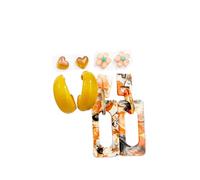 Colorful Acrylic Rectangle Geometry Dangle Drop Earrings Boho Double Squares Earrings Irregular Pattern for Women Jewelry Gift, Zinc, No Gemstone