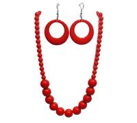 Colorful Acrylic Round Beaded Necklace Earrings Jewelry Set Retro 80s Neon Geometric Drop Dangle Earrings Chunky Large Beads Resin Choker Necklace for Women Costume Glow Party Gifts, Acrylic Metal