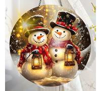 Colorful Acrylic Suncatcher, Christmas Hanging Window Decor with Printed Stained Glass Style Design Sun Catcher, Rainbow Maker Wall Art, Gift Idea & Garden Ornament Indoor Outdoor Use 7.8 x 7.8 inch