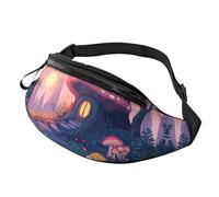 Colorful Adjustable Waist Fanny Pack Mushroom Garden Trendy Printed Crossbody Bag Mushroom House Unisex Crossbody Waist Pack Travelers - Secure Storage for passports, Tickets, and Cash 14X35CM