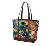 Colorful Aesthetic Notes-244 Tote Bags Durable Leather Canvas Purses and Handbags for Women Top Handle Shoulder Satchel Hobo Bags, Multicolor, 33.8x12x31cm/13.3x4.7x12.2 in