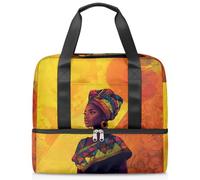 Colorful Africa Woman Sports Duffle Bag for Women Men Kirls Boys Girls 21 L Weekend Overnight Bags Wet Seperated Tote Bag for Travel Gym Yoga