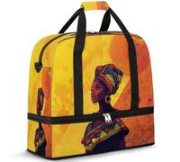 Colorful Africa Woman Travel Duffle Bag for Women Men Weekend Overnight Bags Foldable Wet Seperated 47 L Tote Bag for Sports Gym Yoga