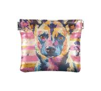 Colorful African Wild Dog Pink and Gold Striped Women's Small Leather Coin Purse Wallet Cute Mini Cosmetic Case for Women Girls