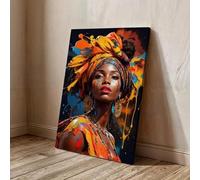 Colorful African Woman Posters and Prints, Abstract Canvas Oil Painting, For Living Room, Bathroom, Wall Art Decor 60x90cm Frameless