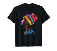 Colorful African Woman Profile with Headwrap T-Shirt
