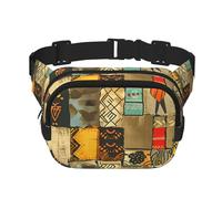 Colorful African Women Double Layer Waist Bag Pack Egyptian Ethnic Bum Bag Fanny Pack for Men Women, Adjustable Belt Bag for Travel Hiking Running Cycling Festival