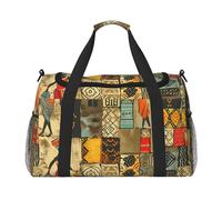 Colorful African Women Travel Duffle Bag Egyptian Ethnic Gym Overnight Weekender Bag for Men Women Lightweight Carry On Luggage for Workout Holiday