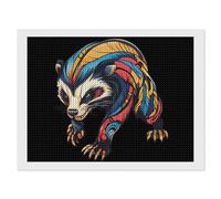 Colorful Aggressive Badger Funny Diamond Art Kits for Adults Round Full Drill Picture Home Wall Decor