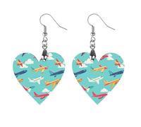 Colorful Airplane Flying Women's Earrings Wooden Pendant Dangle Jewelry Stylish Accessories for Party