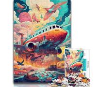 Colorful Airplane Puzzles for Adults Teens 1000 Pieces,Challenging To Complete But Fun And Humorous with Matching Poster And Trivia Sheet (75x50cm)
