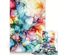 Colorful Alcohol Ink Teenagers 1000 Piece Jigsaw Puzzle Brain Skill Quality Print Pattern Build Ideal Decor (38x26cm)