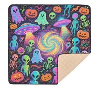 Colorful Aliens for Happy Halloween Soft Foam Baby Play Mat for Floor Lightweight Foldable Tummy Time Activity Mat for Baby Toddler Infant, 50'' x 50''para juegos de