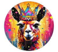 Colorful Alpacas Jigsaw Puzzles for Adults 1000 Piece Round Jigsaw Puzzle 1000 Pieces Family Activity, Brain Teaser, Home Decor, (67.5x67.5cm)