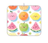 Colorful and Cute Oil Painting Fruits Dish Drying mat Reusable Rectangle Small Dish Drying Rack matt 16x18 Easy Clean Decorative Home Decor Essentials