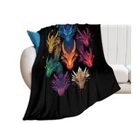 Colorful And Dragons Printed Throw Blanket 250g Soft Cozy Flannel Throw Blankets for Bed Sofa Couch