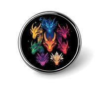 Colorful And Dragons Round Brooches Colorful Fashion Button Pins Badge for Backpacks Shirts Scarf
