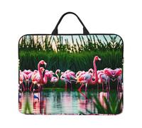 Colorful And Fabulous Flamingos Print 14in Laptop Case Sleeve Bag â€“ Portable Handle, Business Travel, Commuting, Accessory Pocket