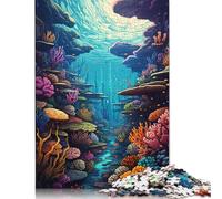 Colorful And Psychedelic Underwater World Puzzle Brain Teaser Paper Rectangular Jigsaw Puzzle for Adults Teen 1000pcs (38x26cm)