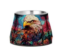 Colorful Angry Bald Eagle Non Slip Anti Skid Dog Bowls Stainless Steel Food Water Bowl Stackable Pet Puppy Dishes