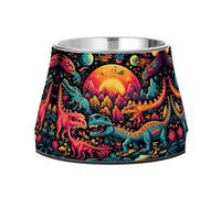 Colorful Angry Dinosaurs Non Slip Anti Skid Dog Bowls Stainless Steel Food Water Bowl Stackable Pet Puppy Dishes