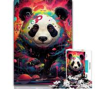 Colorful Animal Panda 1000 Pieces Jigsaw Puzzle For Adults Teens,Stress Reliever Difficult Challenge Deal As Gifts for The Whole Family 38x26cm