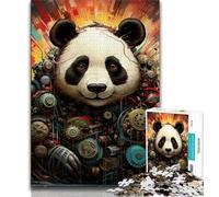Colorful Animal Panda 1000 Pieces Jigsaw Puzzles for Adults And Teens,Stress Reliever Difficult Challenge Enhance Love between Couples 38x26cm