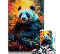 Colorful Animal Panda Jigsaws 1000 Pieces for Teenagers,Help The Brain Exercise Addictive Toys to Cultivate Patience Parent-child Interaction 38x26cm