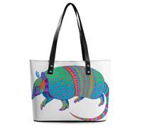 Colorful Animals Tote Bag Large Soft Leather Purse with Zipper Lightweight Ladies Shoulder Handbag