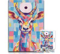 Colorful Antelope with Toilet Paper Roll Puzzles for Teenagers 1000 Pieces Problem Solving Educational Fun Wonderful Thoughtful Present Option Size 38x26cm