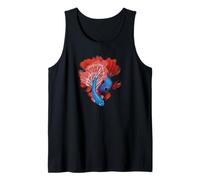 Colorful Aquarium Blue Red Beta Fish Lover Siamese Fighting Tank Top