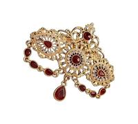Colorful Arabic Crystals Brooch with Elegant Hollow Out Designs and Tassels for Women Morocco Bridal Women ' s Brooch