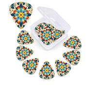 Colorful Arabic Editable File Yellow Guitar Picks 12 Pack with Organizer Box, 0.46 0.71 0.96 mm Includes Thin Medium Heavy Thickness,Abstract Guitar Pick Plectrums for Electric Guitar Ukulele Bass