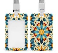 Colorful Arabic Editable File Yellow ID Badge Holder Durable ABS Plastic Card Case Protector with Lanyard,Push-Pull Slot,Stylish Lanyard ID Card Holders for Office Corporate Use