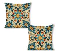 Colorful Arabic Editable File Yellow Pillow Covers 18"x18"（2pcs） Decorative Throw Pillow Cases Outdoor Linen Vintage Flowers Cushion Cover Farmhouse Neutral Pillowcase for Couch Home Sofa Decor