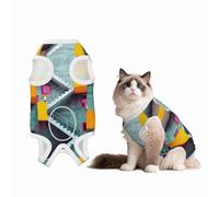 Colorful Architecture Dog Surgery Suit Recovery Suit, 100% Cotton Breathable Full Body Dog & Cat Surgical Suit with Cute Prints, Male & Female Pets Small