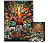 Colorful Art Animal World Jigsaw Puzzles 1000 Pieces for Adults Wooden Jigsaw Puzzles for Home Decor & Holiday Fun 50x75CM/19.68x29.52inch
