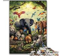 Colorful Art Animal World Jigsaws 1000 Pieces for Adults Puzzles for Adults Challenging Brain Teaser, Family Activity, Home Decor, size : 38x26cm
