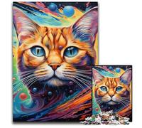 Colorful Art Cat 1000 Pieces Puzzle Gifts Jigsaw Puzzles for Adults Family Activity, DIY Home Decor, 50x75CM/19.68x29.52inch
