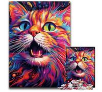 Colorful Art Cat 1000 Pieces Puzzle Gifts Jigsaw Puzzles for Adults Family Activity, DIY Home Decor, 50x75CM/19.68x29.52inch