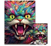 Colorful Art Cat 1000Pc Adults Jigsaw Puzzle Wooden Puzzles Challenging Brain Teaser for Teenagers, Family Game Night Fun 50x75CM/19.68x29.52inch