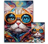 Colorful Art Cat Jigsaw Puzzles 1000 Pieces for Adults Jigsaw Puzzles Perfect for Family Gatherings, Birthdays, Holidays 50x75CM/19.68x29.52inch