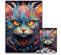 Colorful Art Cat Jigsaw Puzzles 1000 Pieces for Adults Wooden Jigsaw Puzzles for Home Decor & Holiday Fun 50x75CM/19.68x29.52inch