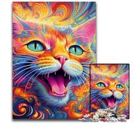Colorful Art Cat Jigsaw Puzzles 1000 Pieces for Adults Wooden Jigsaw Puzzles for Home Decor & Holiday Fun 50x75CM/19.68x29.52inch