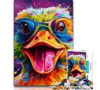 Colorful Art Ducks Jigsaws Puzzles 1000 Pieces for Adults Gifts,Stress Reliever Staycation Kill Time with Matching Poster And Trivia Sheet (38x26cm)