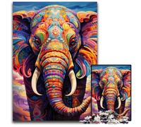 Colorful Art Elephant 1000 Piece Jigsaw Puzzle Difficult Puzzles for Adults for Teenagers, Family Game Night, Brain-Challenging Gift Idea 50x75CM/19.68x29.52inch