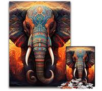 Colorful Art Elephant 1000 Piece Jigsaw Puzzle Impossible Jigsaw Puzzles for Adults Ideal for Teenagers & Collectors, Travel Gift, Family Activity 50x75CM/19.68x29.52inch